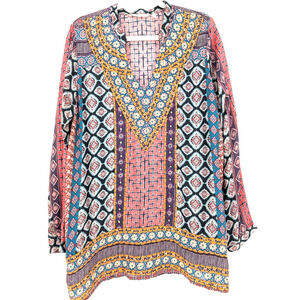 Soft Surroundings Boho Artsy Maximalist‎ Embroidered Patchwork Modal Tunic Large